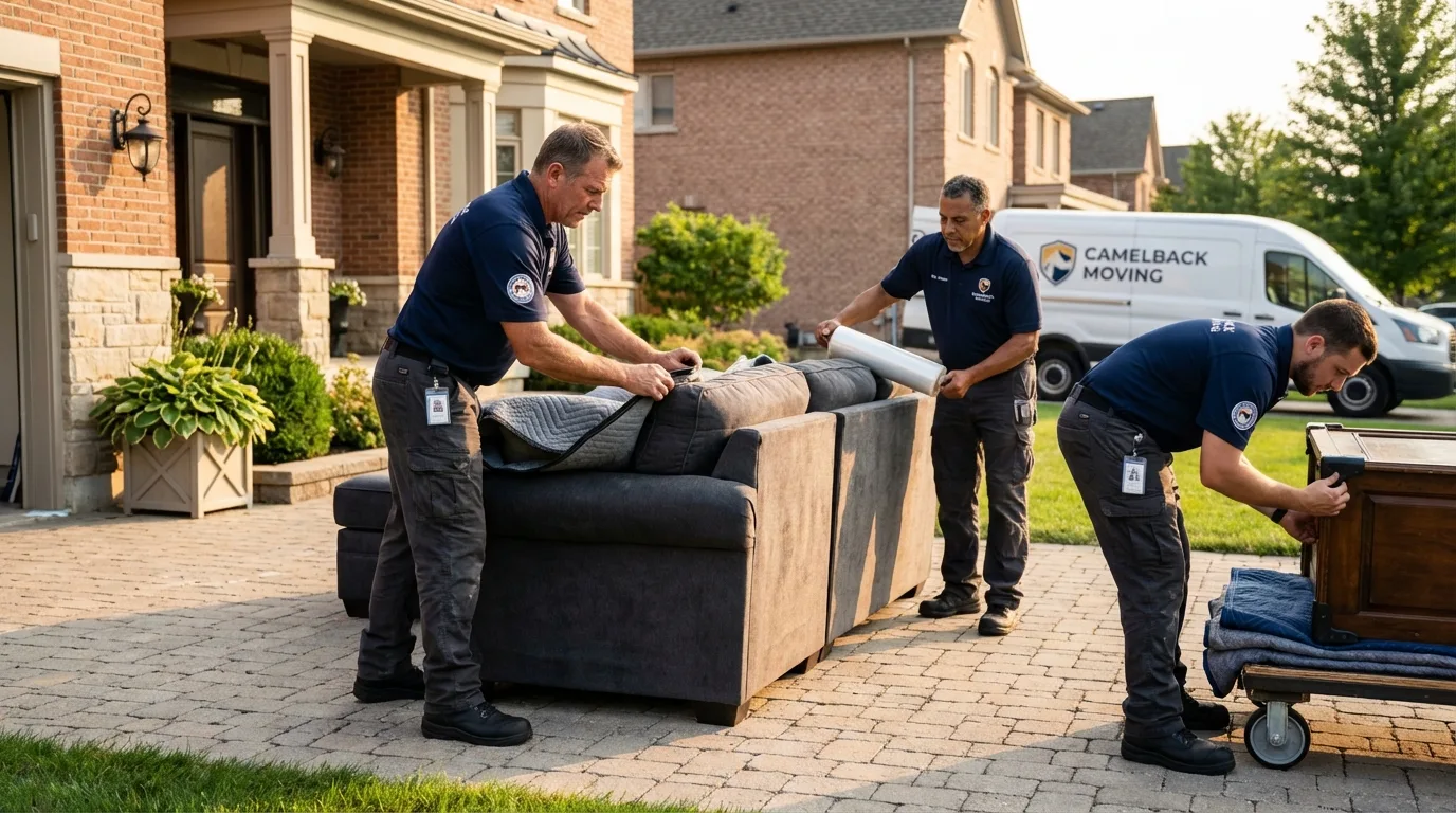 Large estate moving crew wrapping furniture in Bluffton, OH
