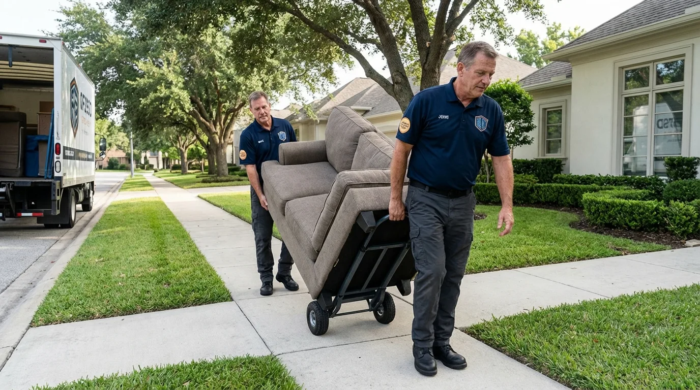 Local residential moving crew loading furniture in Bluffton, OH